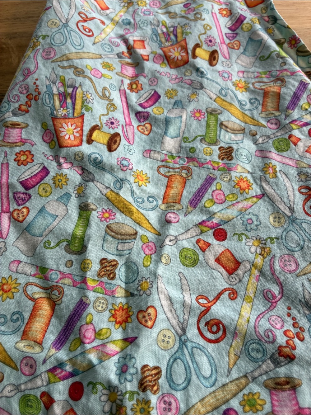 Handmade BTS Art Notions Print Apron with Pocket & Satin Trim Retro Feel Teacher - Picture 2 of 6